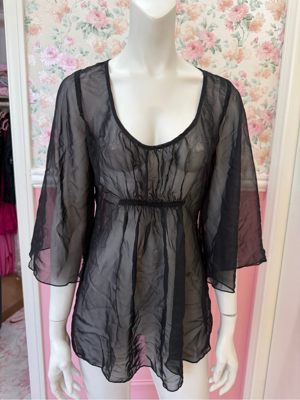 Y2K Sheer Black Babydoll Tunic - Women's Intimates